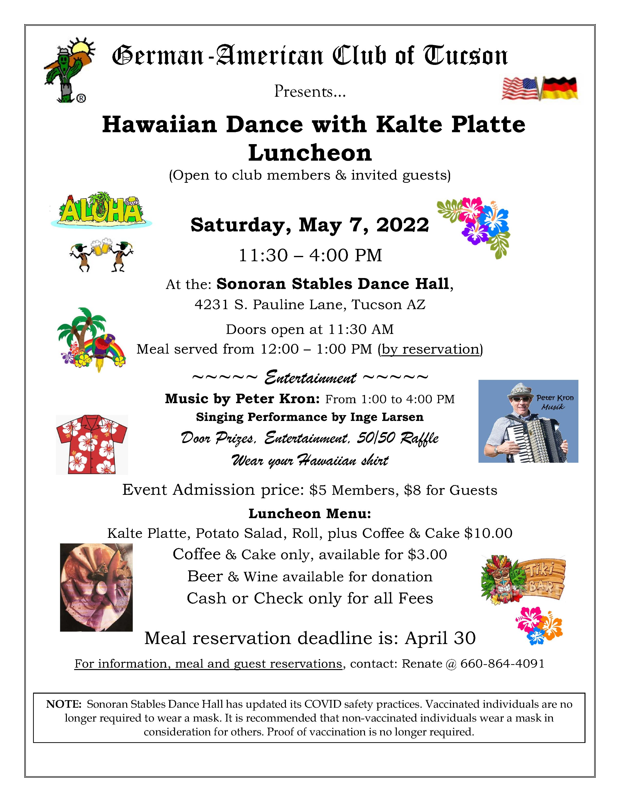 German American Club Hawaiian Dance RSVP @ Sonoran Stables