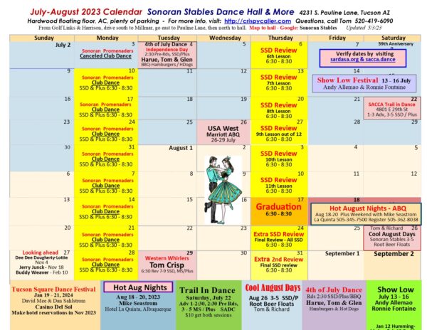July-August Calendar