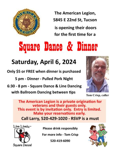Square Dance at the Legion by RSVP @ 5845 E. 22nd St.